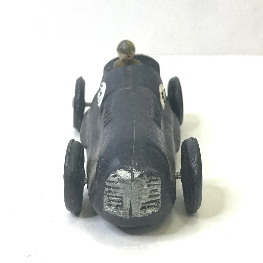 Vintage Cast Iron Streamline Race Car w/‎ Driver #52 Black Repro Hubley Style